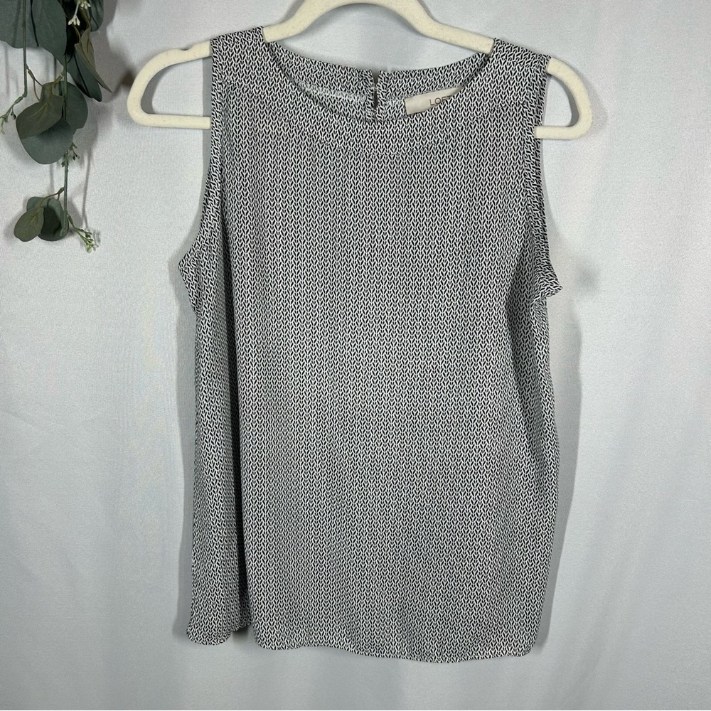 LOFT | Printed Tank Black White Women’s Size Small Petite